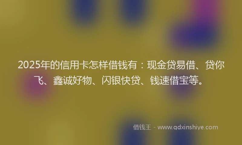 2025年的信用卡怎样借钱有：现金贷易借、贷你飞、鑫诚好物、闪银快贷、钱速借宝等。