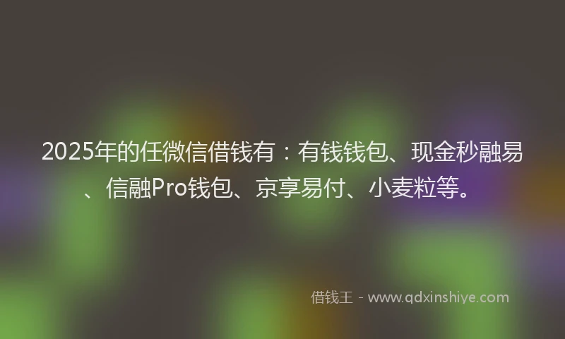 2025年的任微信借钱有：有钱钱包、现金秒融易、信融Pro钱包、京享易付、小麦粒等。