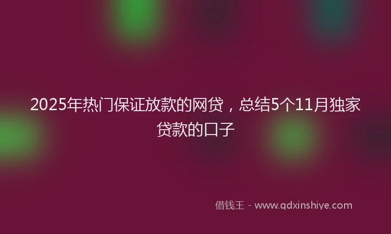 2025年热门保证放款的网贷，总结5个11月独家贷款的口子