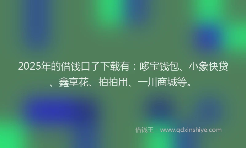 2025年的借钱口子下载有：哆宝钱包、小象快贷、鑫享花、拍拍用、一川商城等。
