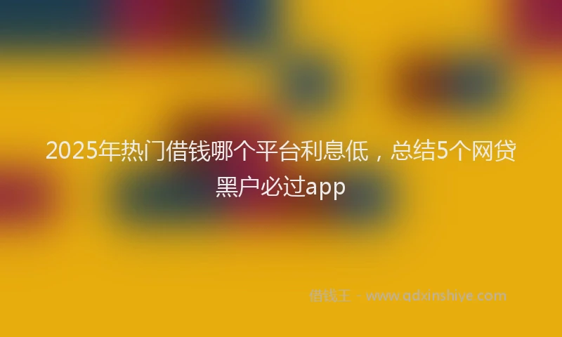 2025年热门借钱哪个平台利息低，总结5个网贷黑户必过app