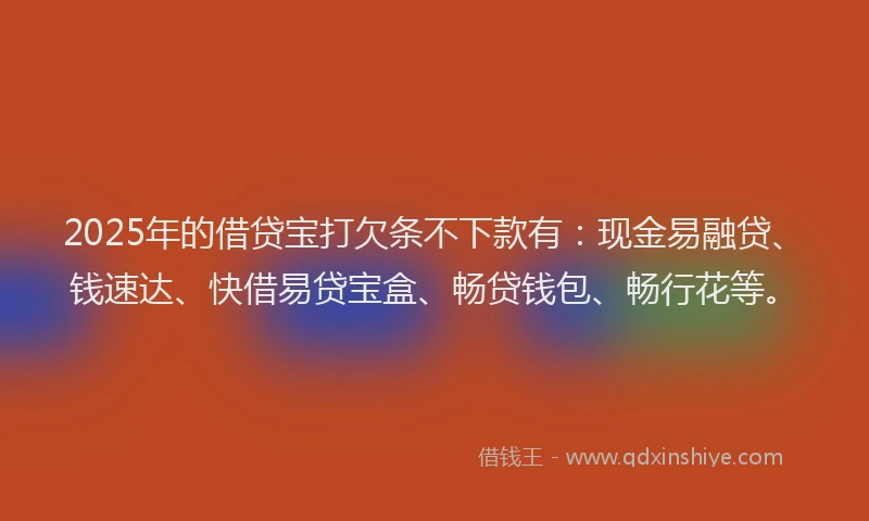 2025年的借贷宝打欠条不下款有：现金易融贷、钱速达、快借易贷宝盒、畅贷钱包、畅行花等。