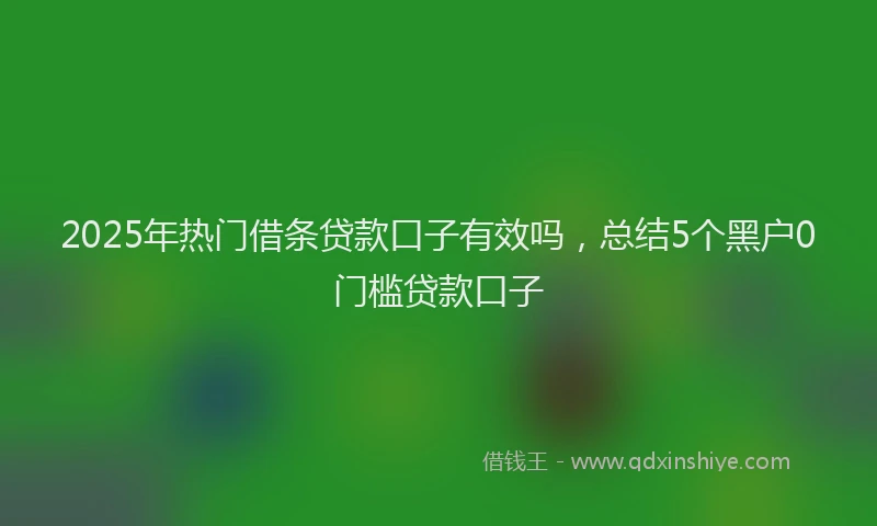 2025年热门借条贷款口子有效吗，总结5个黑户0门槛贷款口子