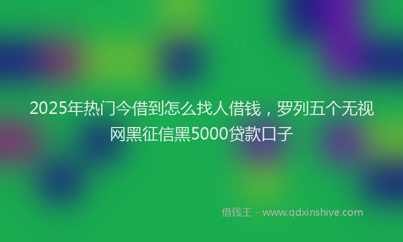 2025年热门今借到怎么找人借钱，罗列五个无视网黑征信黑5000贷款口子