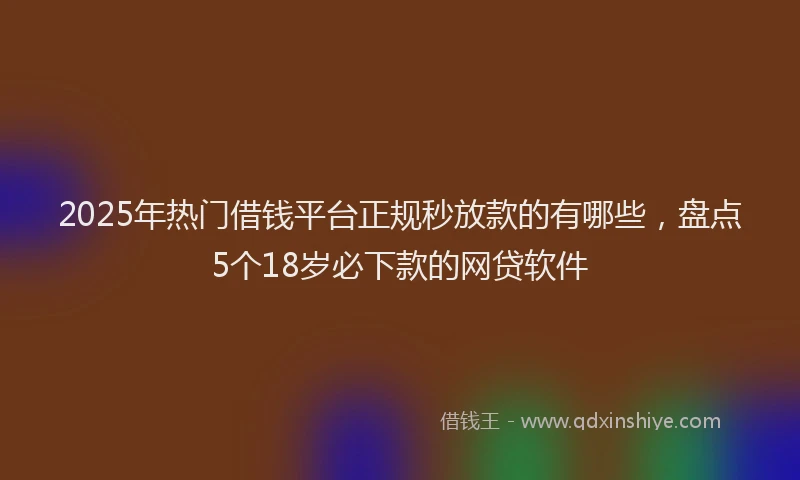 2025年热门借钱平台正规秒放款的有哪些，盘点5个18岁必下款的网贷软件