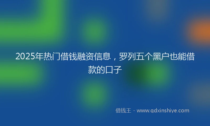 2025年热门借钱融资信息，罗列五个黑户也能借款的口子