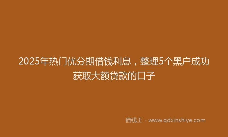 2025年热门优分期借钱利息，整理5个黑户成功获取大额贷款的口子