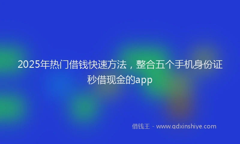 2025年热门借钱快速方法，整合五个手机身份证秒借现金的app