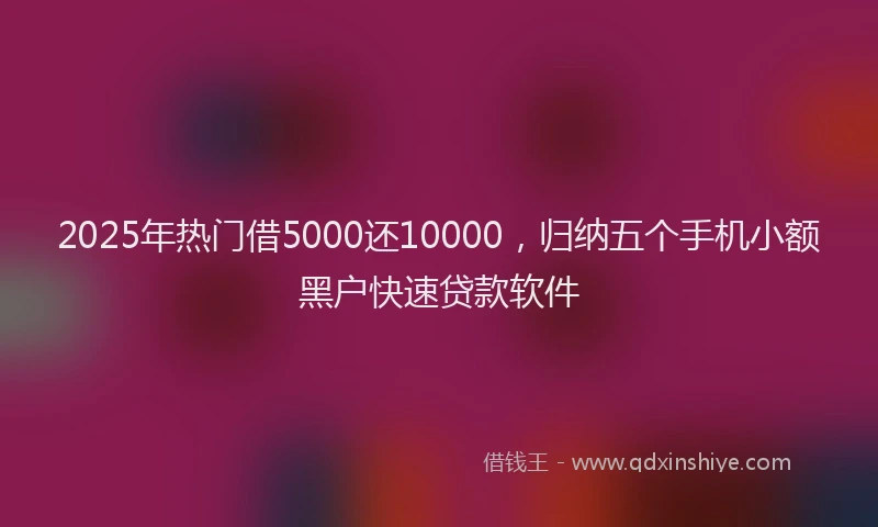 2025年热门借5000还10000，归纳五个手机小额黑户快速贷款软件