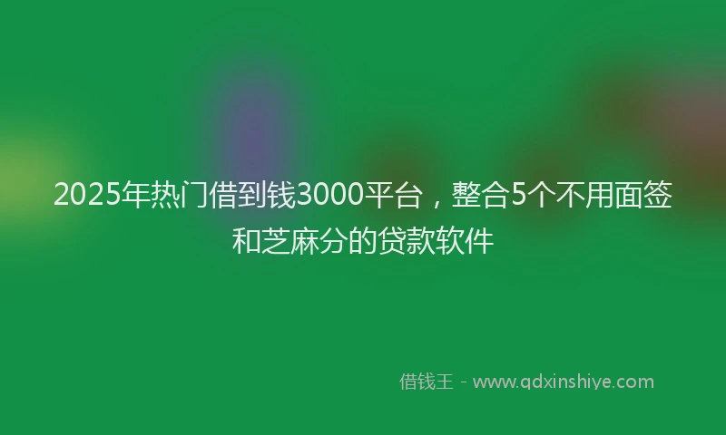 2025年热门借到钱3000平台，整合5个不用面签和芝麻分的贷款软件