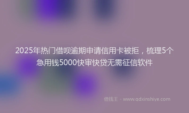 2025年热门借呗逾期申请信用卡被拒，梳理5个急用钱5000快审快贷无需征信软件