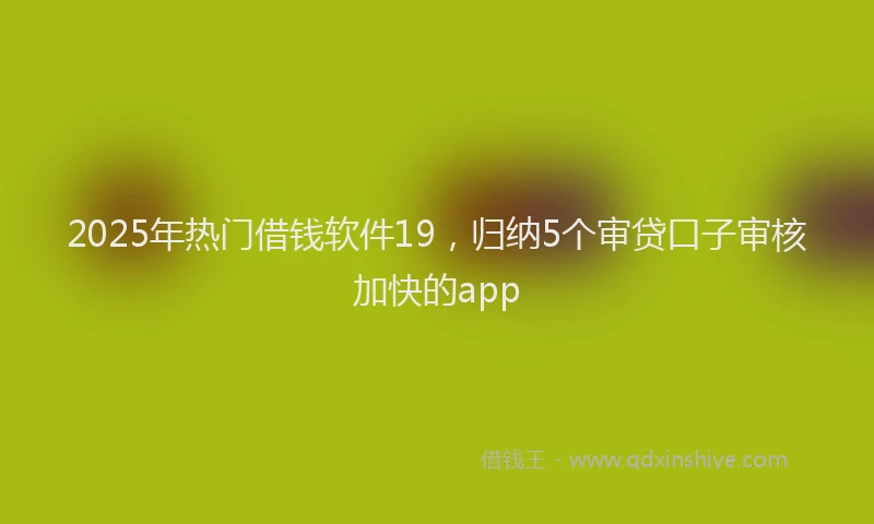 2025年热门借钱软件19，归纳5个审贷口子审核加快的app