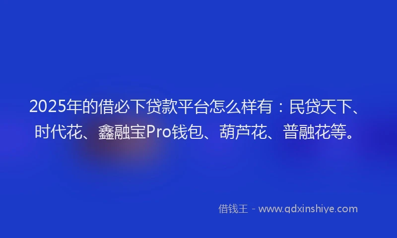 2025年的借必下贷款平台怎么样有：民贷天下、时代花、鑫融宝Pro钱包、葫芦花、普融花等。