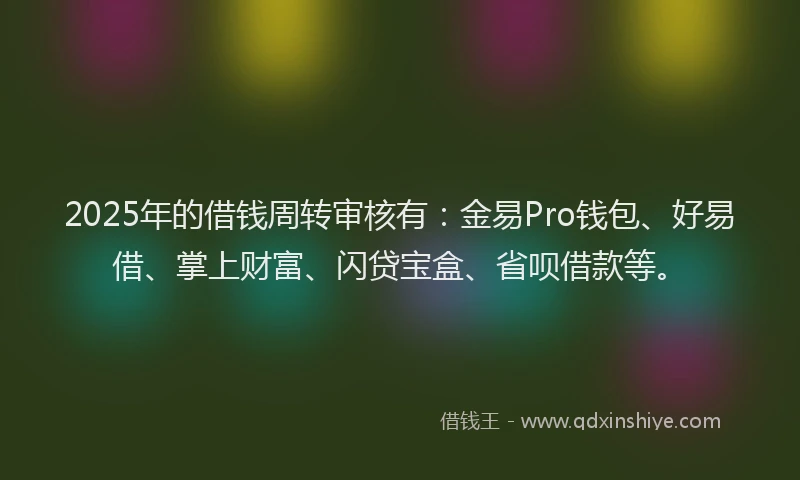 2025年的借钱周转审核有：金易Pro钱包、好易借、掌上财富、闪贷宝盒、省呗借款等。