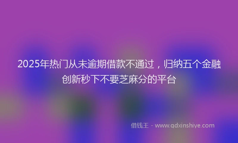 2025年热门从未逾期借款不通过，归纳五个金融创新秒下不要芝麻分的平台