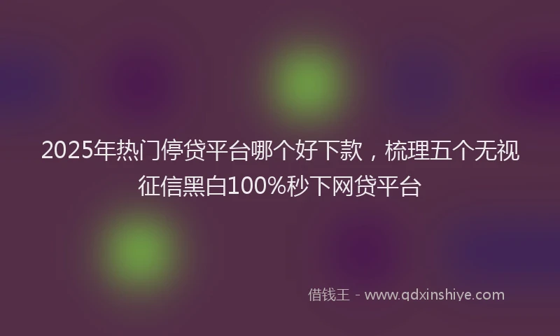 2025年热门停贷平台哪个好下款，梳理五个无视征信黑白100%秒下网贷平台