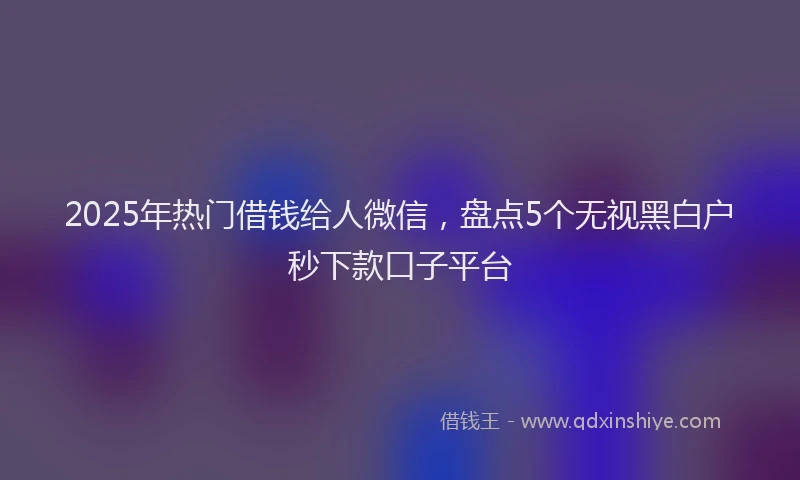 2025年热门借钱给人微信，盘点5个无视黑白户秒下款口子平台
