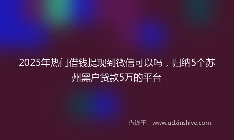 2025年热门借钱提现到微信可以吗，归纳5个苏州黑户贷款5万的平台