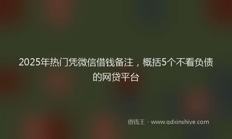 2025年热门凭微信借钱备注，概括5个不看负债的网贷平台