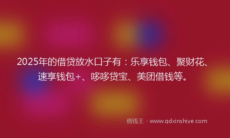 2025年的借贷放水口子有：乐享钱包、聚财花、速享钱包+、哆哆贷宝、美团借钱等。