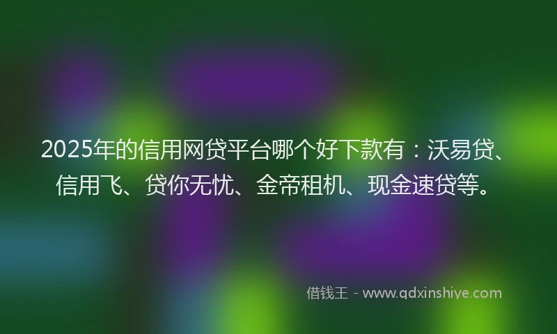 2025年的信用网贷平台哪个好下款有：沃易贷、信用飞、贷你无忧、金帝租机、现金速贷等。