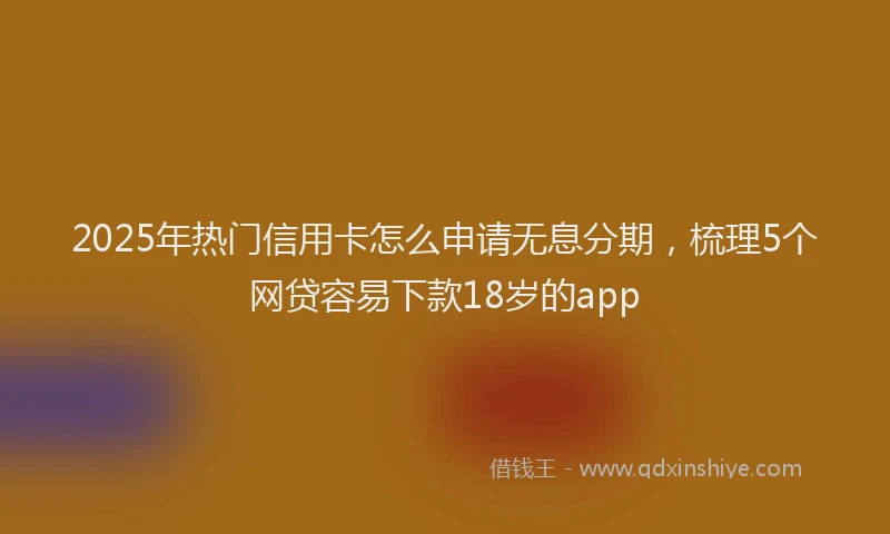 2025年热门信用卡怎么申请无息分期，梳理5个网贷容易下款18岁的app