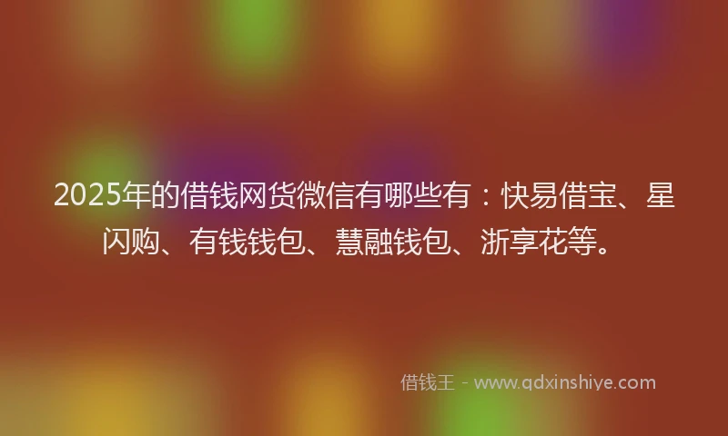 2025年的借钱网货微信有哪些有：快易借宝、星闪购、有钱钱包、慧融钱包、浙享花等。