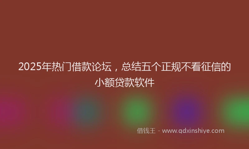 2025年热门借款论坛，总结五个正规不看征信的小额贷款软件