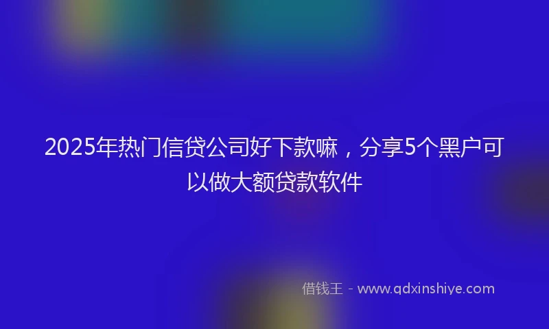 2025年热门信贷公司好下款嘛，分享5个黑户可以做大额贷款软件