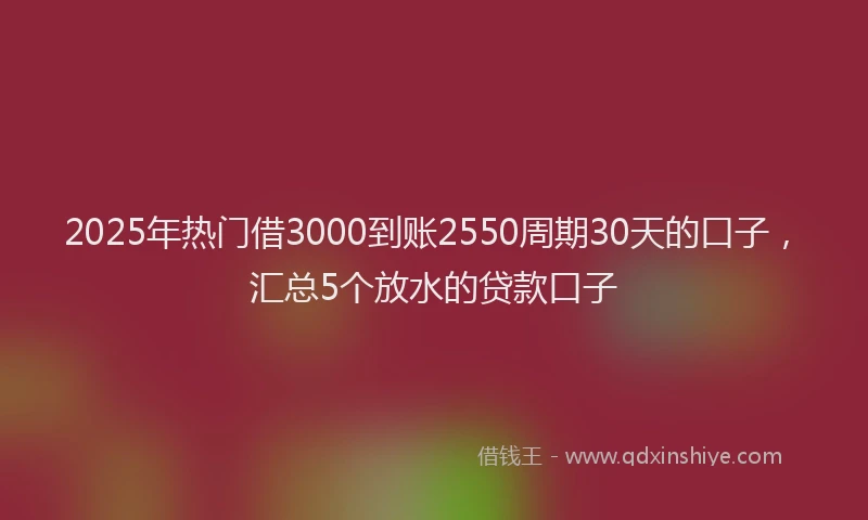 2025年热门借3000到账2550周期30天的口子，汇总5个放水的贷款口子