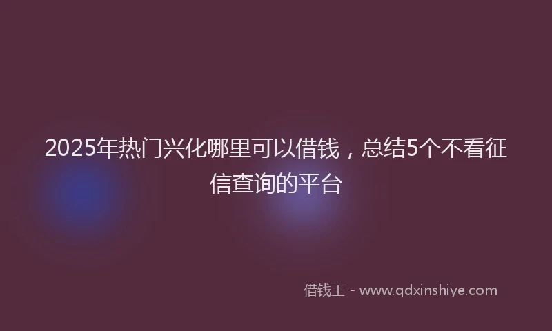 2025年热门兴化哪里可以借钱，总结5个不看征信查询的平台
