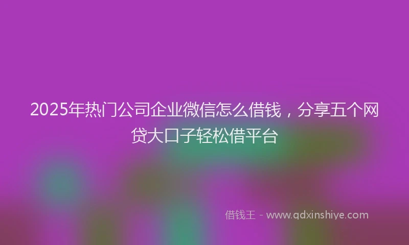 2025年热门公司企业微信怎么借钱，分享五个网贷大口子轻松借平台