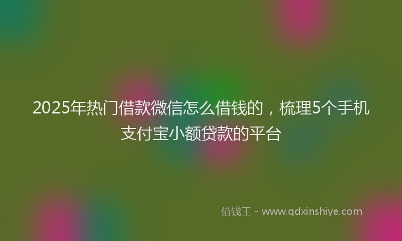 2025年热门借款微信怎么借钱的，梳理5个手机支付宝小额贷款的平台