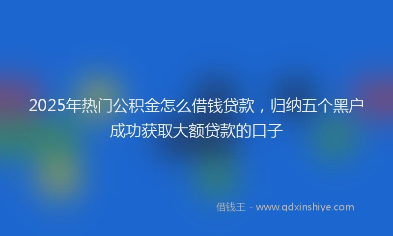 2025年热门公积金怎么借钱贷款，归纳五个黑户成功获取大额贷款的口子