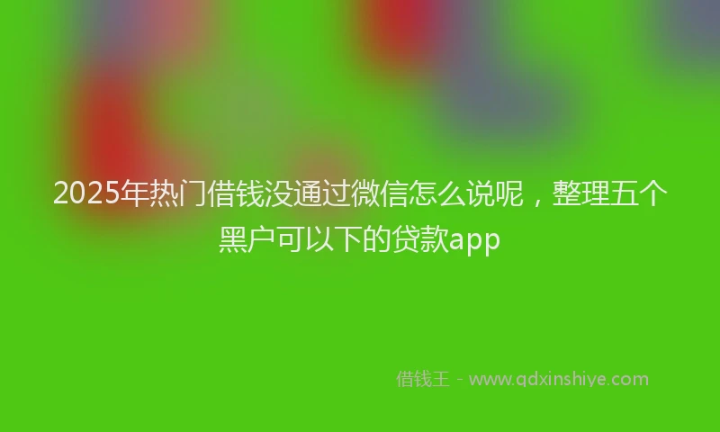 2025年热门借钱没通过微信怎么说呢，整理五个黑户可以下的贷款app