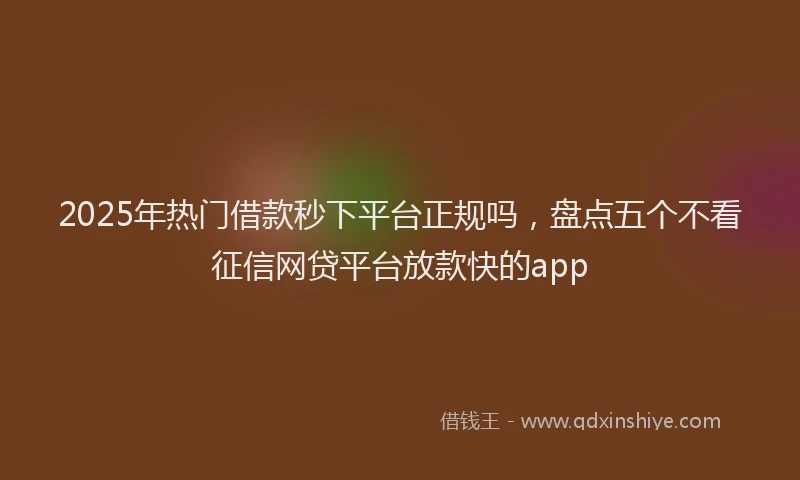 2025年热门借款秒下平台正规吗，盘点五个不看征信网贷平台放款快的app