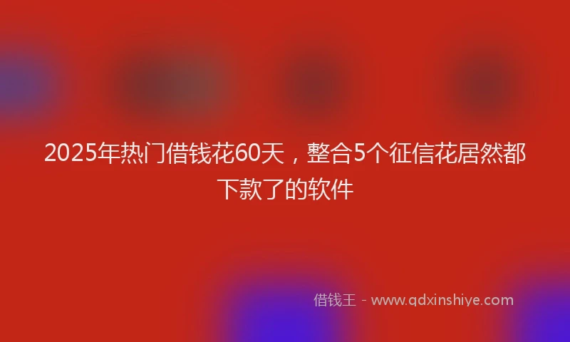 2025年热门借钱花60天，整合5个征信花居然都下款了的软件