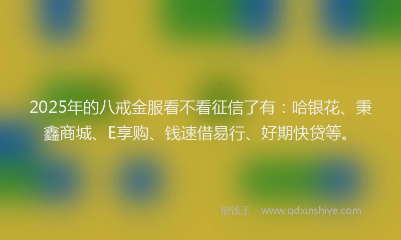 2025年的八戒金服看不看征信了有：哈银花、秉鑫商城、E享购、钱速借易行、好期快贷等。