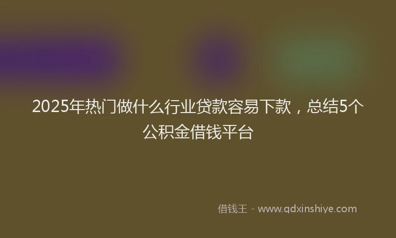2025年热门做什么行业贷款容易下款，总结5个公积金借钱平台