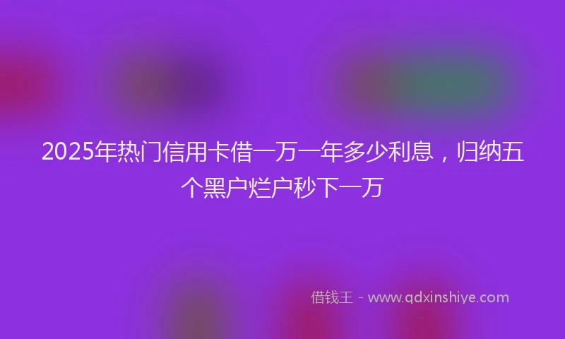 2025年热门信用卡借一万一年多少利息，归纳五个黑户烂户秒下一万