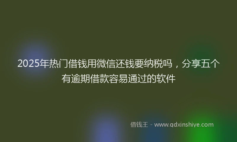 2025年热门借钱用微信还钱要纳税吗，分享五个有逾期借款容易通过的软件