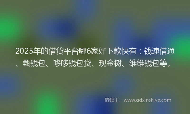 2025年的借贷平台哪6家好下款快有：钱速借通、甄钱包、哆哆钱包贷、现金树、维维钱包等。