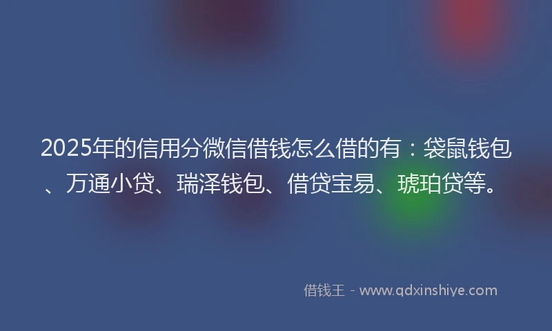 2025年的信用分微信借钱怎么借的有：袋鼠钱包、万通小贷、瑞泽钱包、借贷宝易、琥珀贷等。
