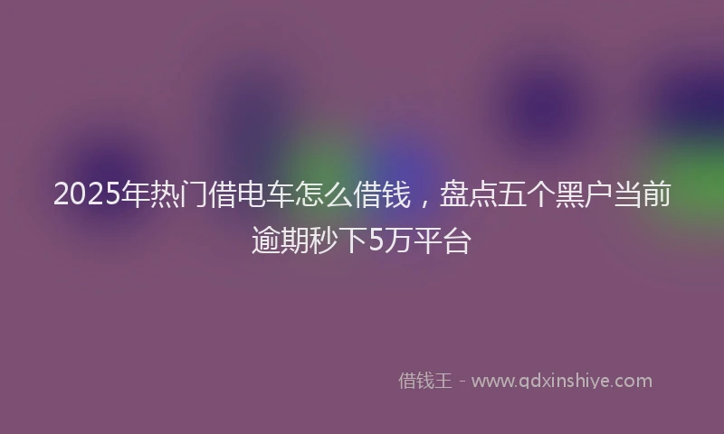 2025年热门借电车怎么借钱，盘点五个黑户当前逾期秒下5万平台
