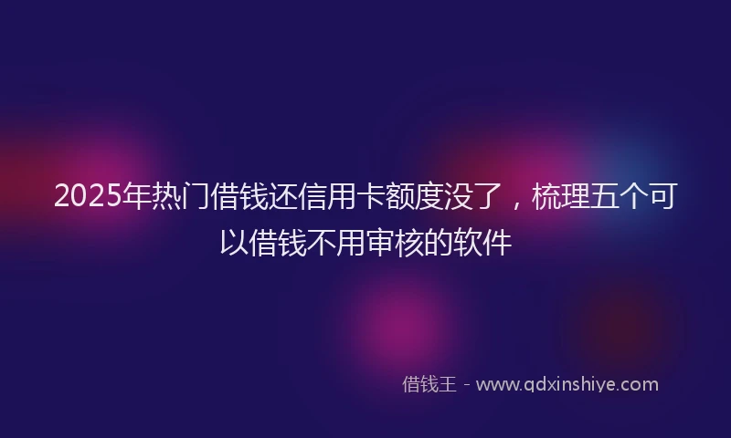 2025年热门借钱还信用卡额度没了，梳理五个可以借钱不用审核的软件