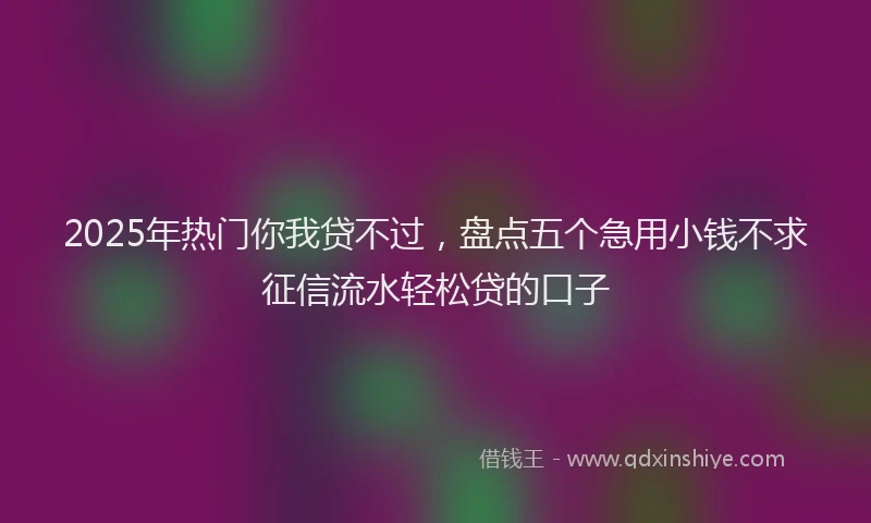 2025年热门你我贷不过，盘点五个急用小钱不求征信流水轻松贷的口子