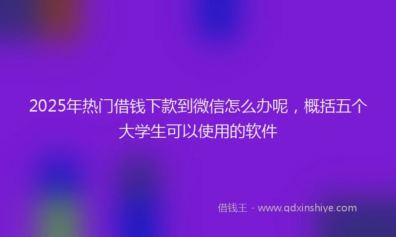 2025年热门借钱下款到微信怎么办呢，概括五个大学生可以使用的软件