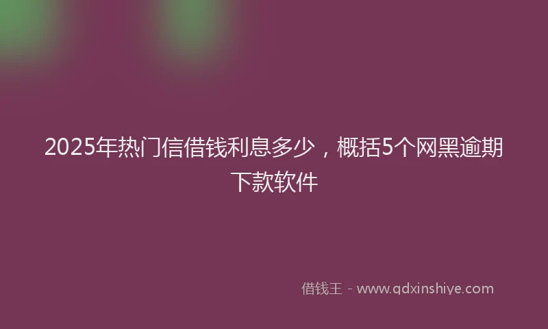 2025年热门信借钱利息多少，概括5个网黑逾期下款软件