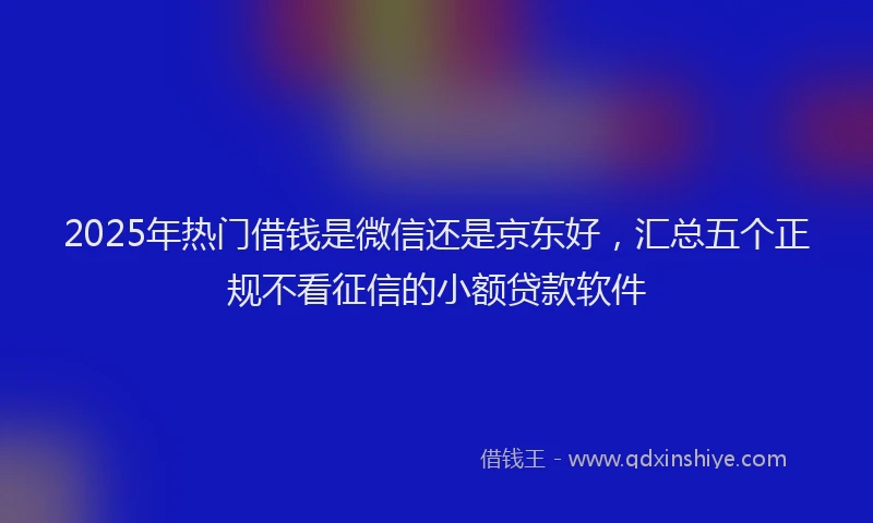 2025年热门借钱是微信还是京东好，汇总五个正规不看征信的小额贷款软件