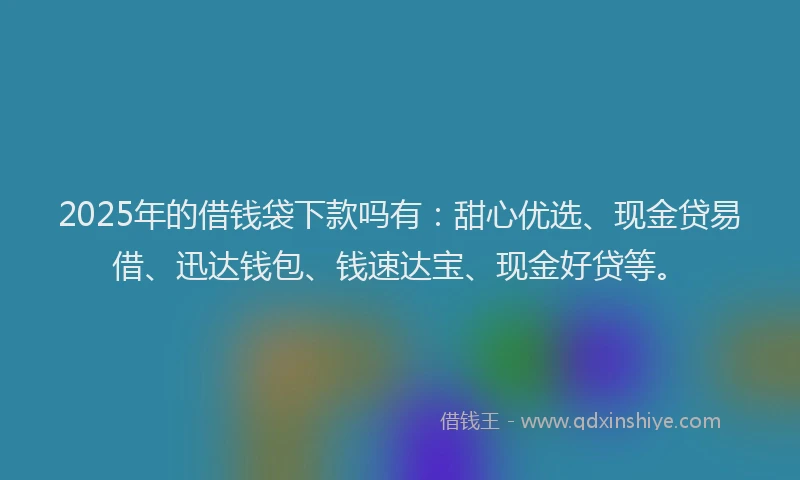 2025年的借钱袋下款吗有：甜心优选、现金贷易借、迅达钱包、钱速达宝、现金好贷等。